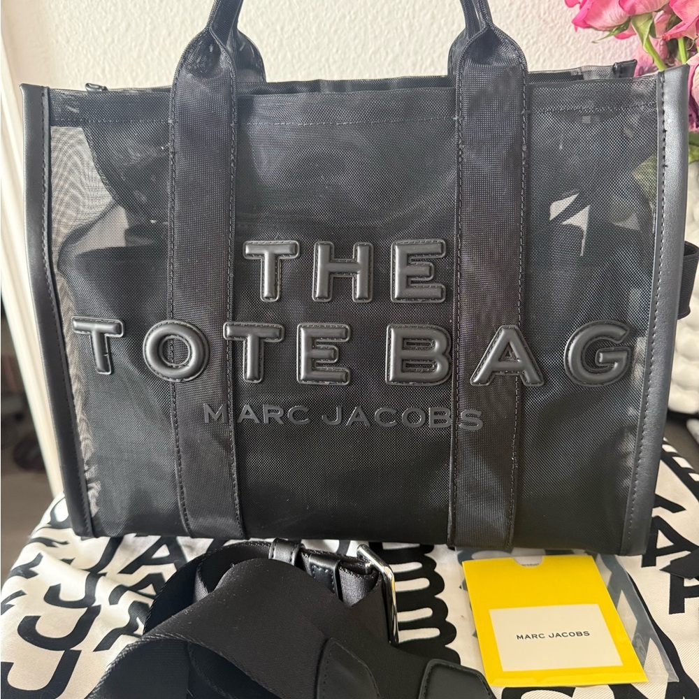 Marc Jacobs Black Mesh Tote Bag Medium Size - with insert